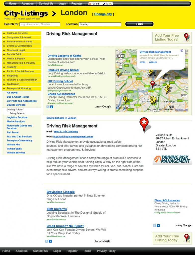city-listings-company City-listings.co.uk company listing page