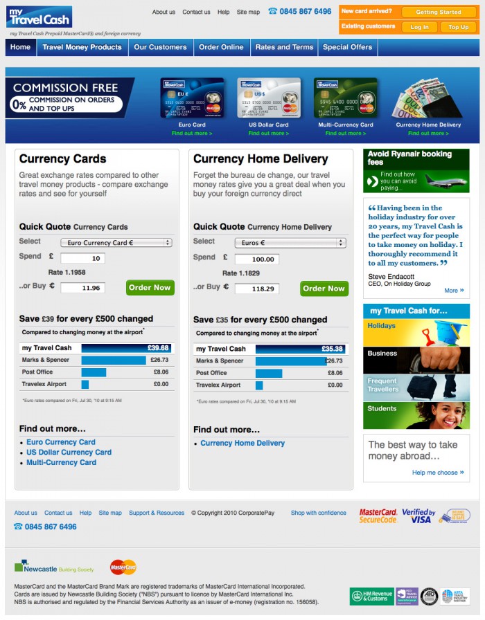 My Travel Cash home page