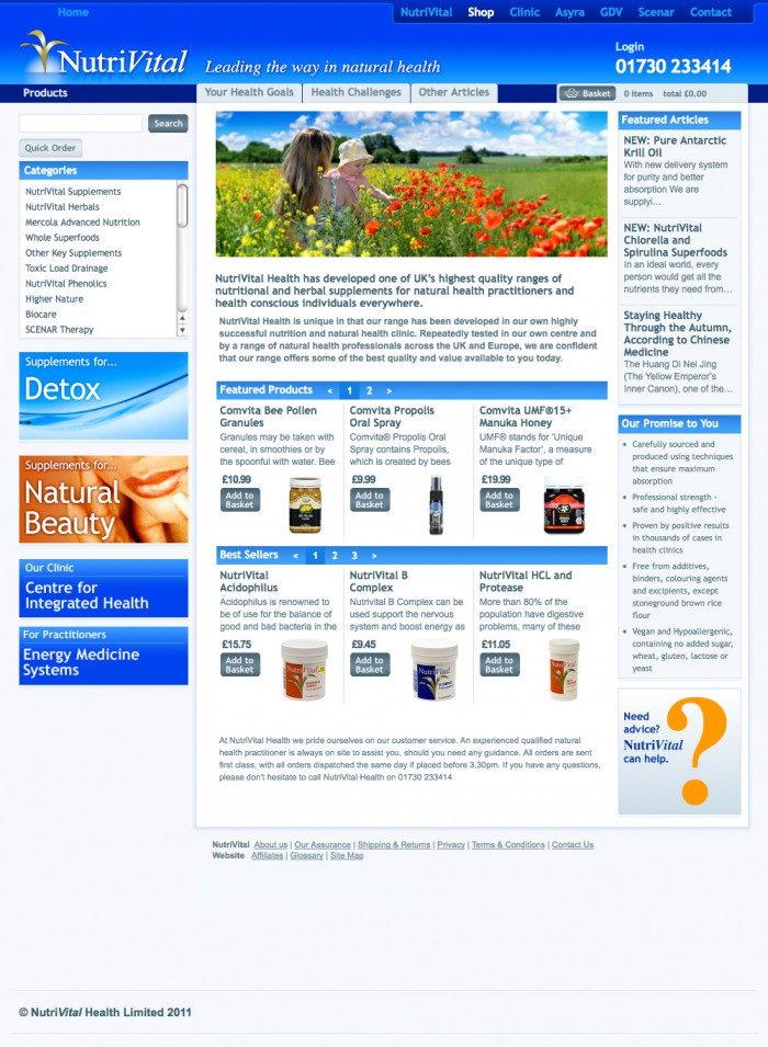 NutriVital Shop homepage